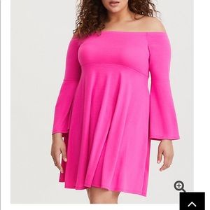 Bright pink jersey skater mini dress